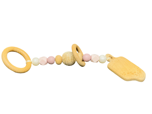 Wooden Teething Rattle & Pacifier Clip
