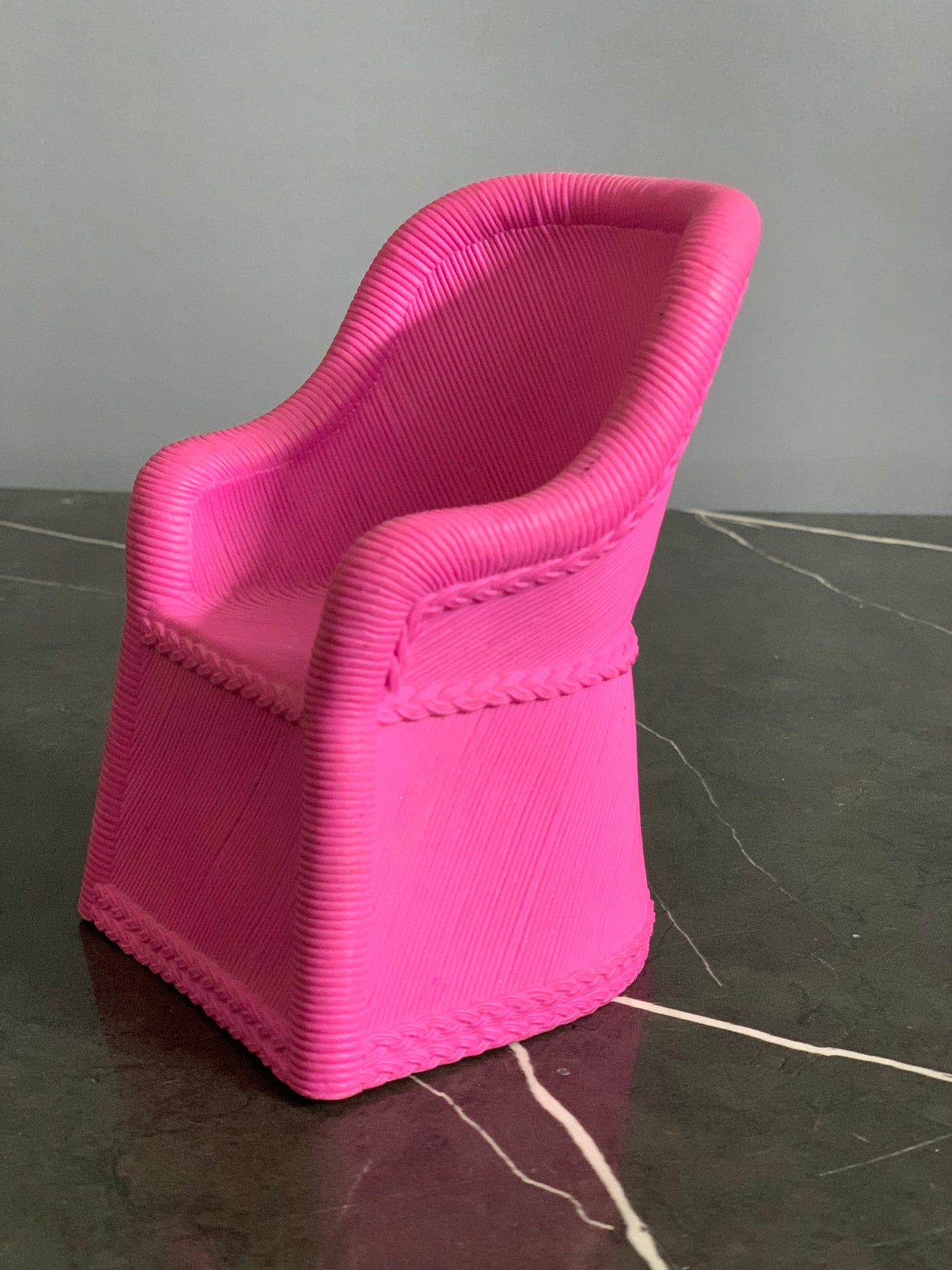 Barbie Doll House Wicker Rattan High Back Chair