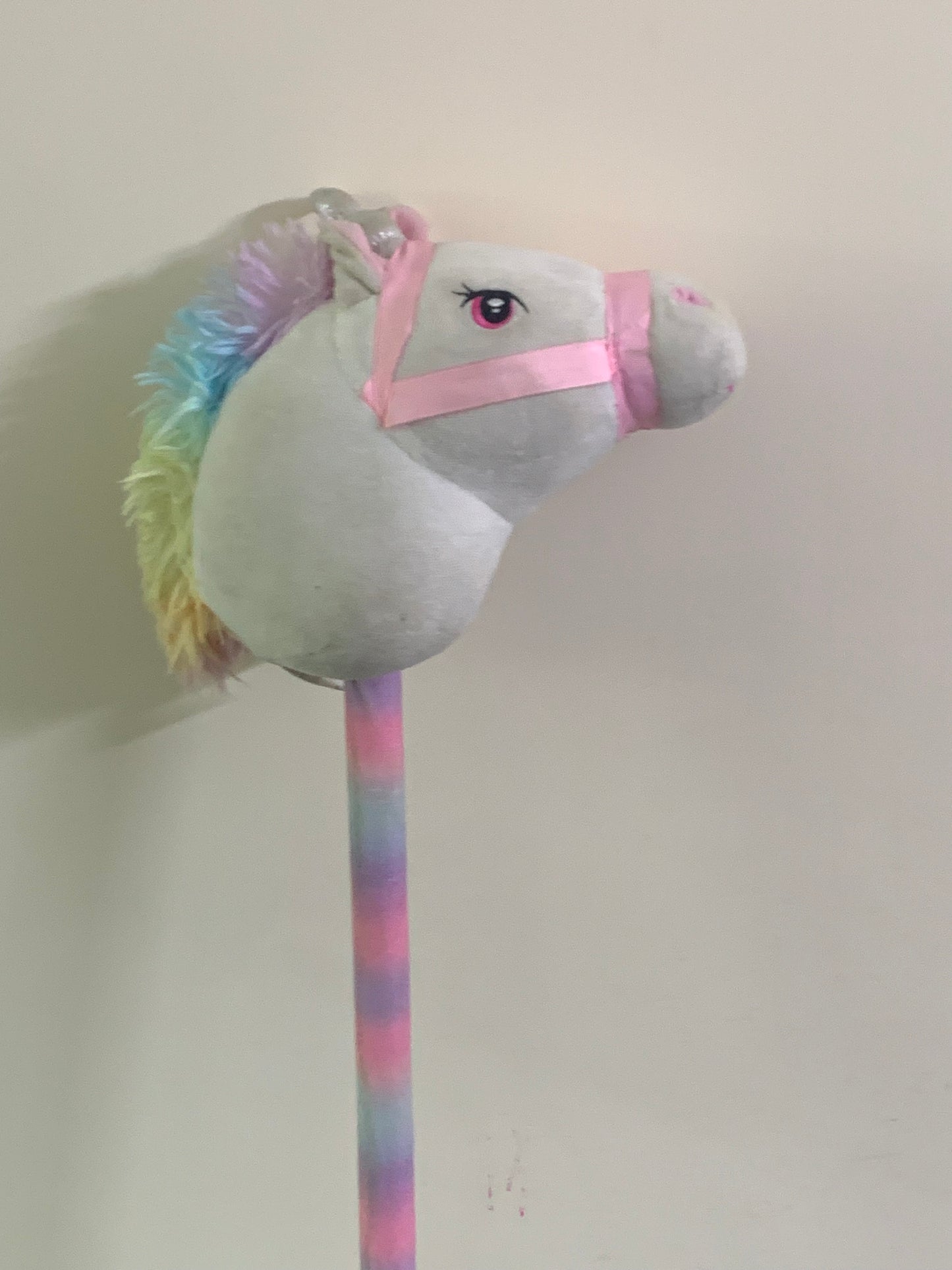 Plush Unicorn Hobby Horse. SKU:BXL-804 (Rs 350 advance)