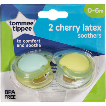 Tommee Tippee 2 Cherry Latex Soothers. (New)