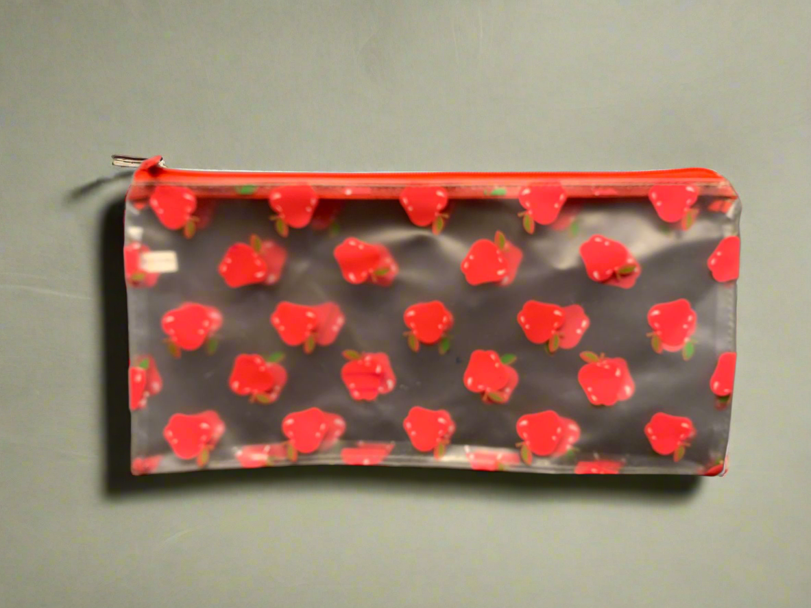 Red Apple Clear Zippered Pouch.