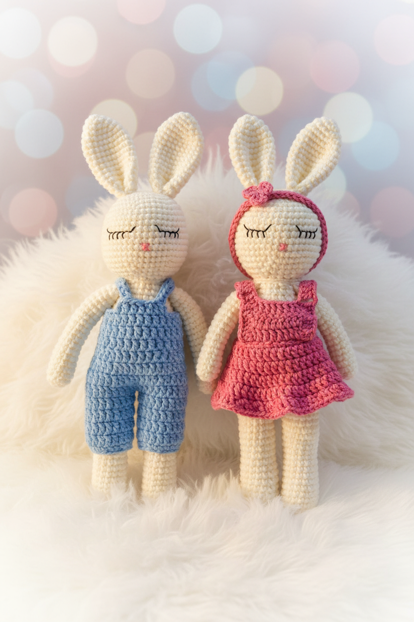 Amigurumi bunny Pair (NEW) (Rs300 advance)
