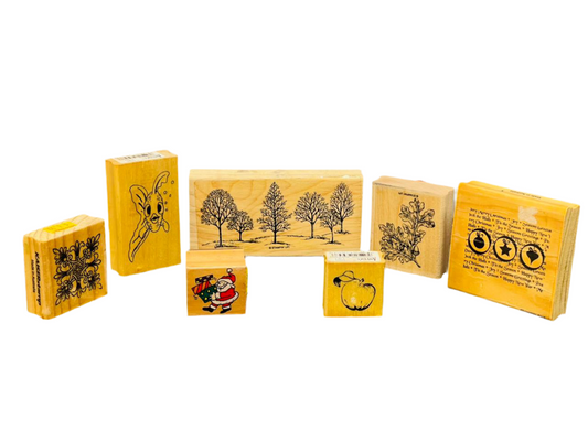 Wooden Rubber Stamp Collection(7 stamps)