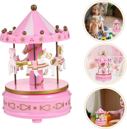 Hand-cranked Carousel Music Box. SKU:BXL-066