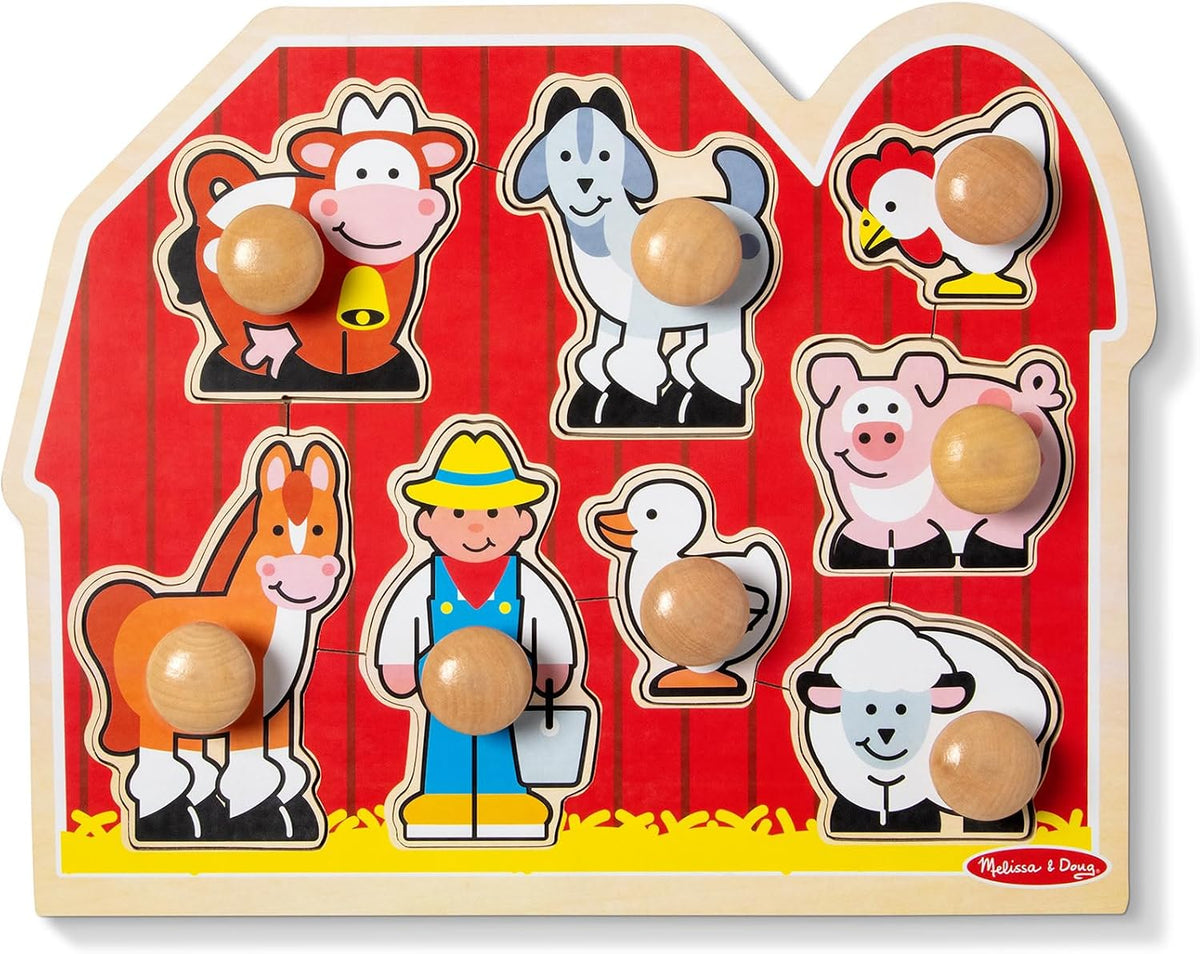 Melissa &amp; Doug Large Farm Jumbo Knob Puzzle.(1 handle missing, must check video)(Rs 300 Advance)