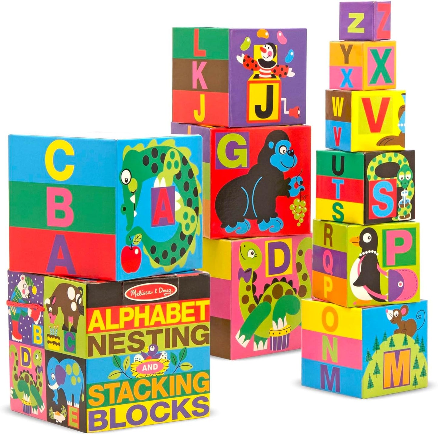 Melissa & Doug Deluxe Alphabet Nesting and Stacking Blocks. (Condition 9/10)