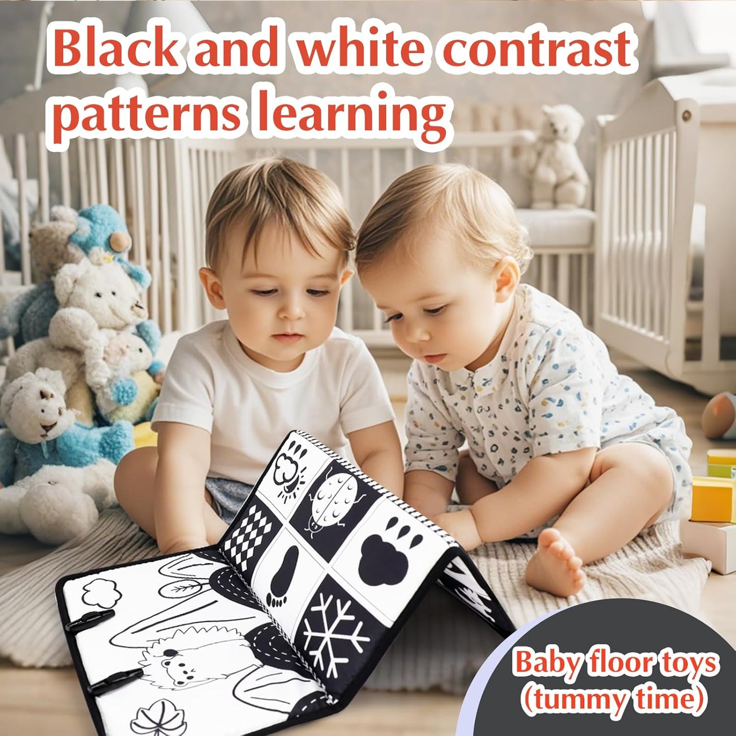 AIPINQI Foldable Black-and-White Baby Tummy-Time Mirror.