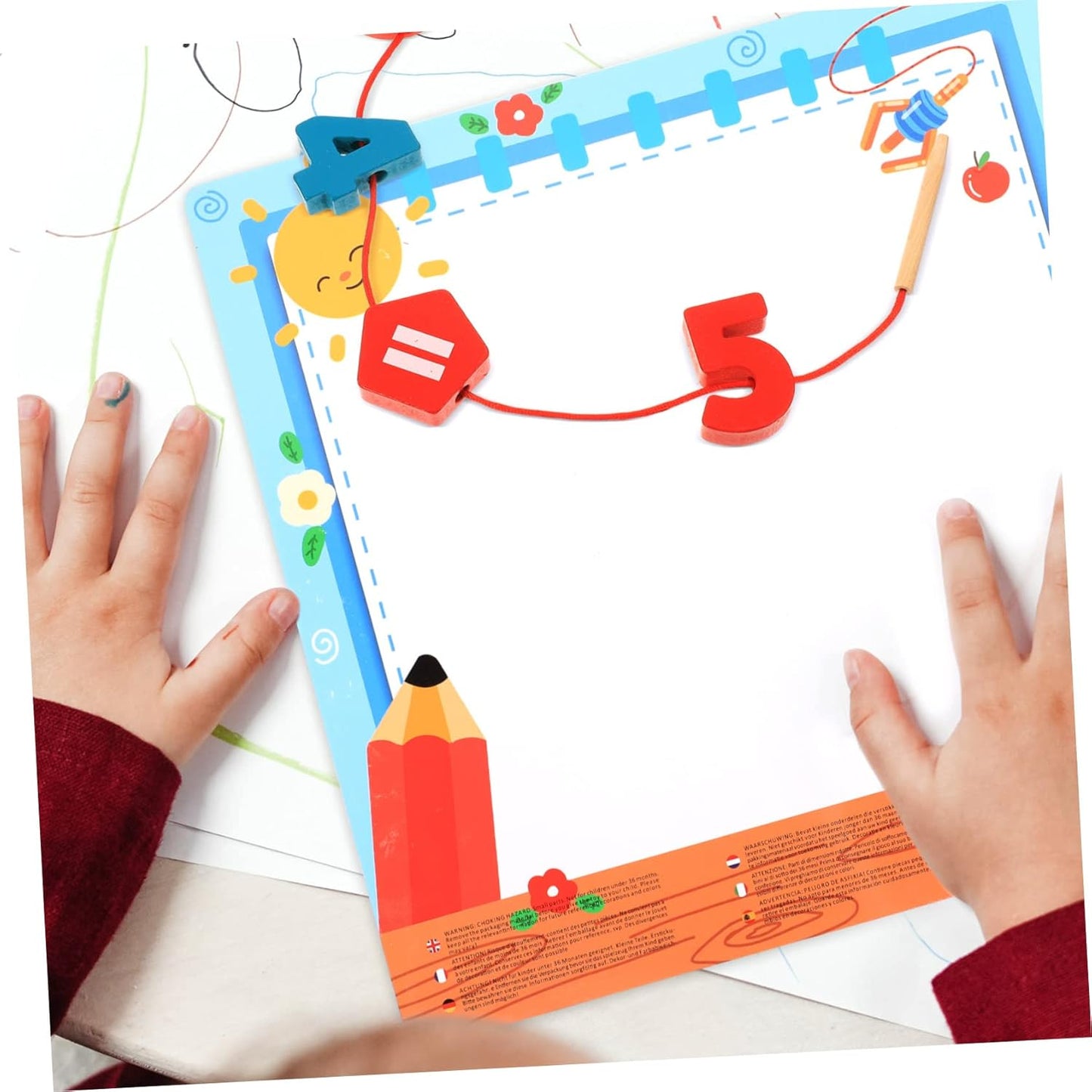 3-in-1 Wooden Numbers, Lacing activity and White board with marker(new)