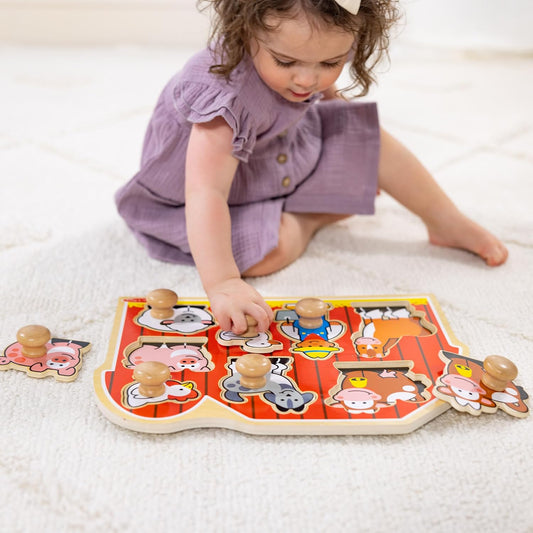 Melissa &amp; Doug Large Farm Jumbo Knob Puzzle.(1 handle missing, must check video)(Rs 300 Advance)