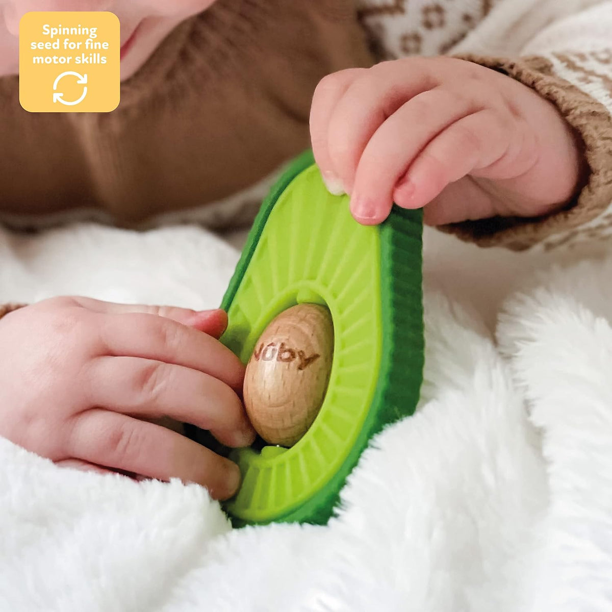 Nuby Avocado Muncher Wood and Silicone Teether.(Rs 100 advance)