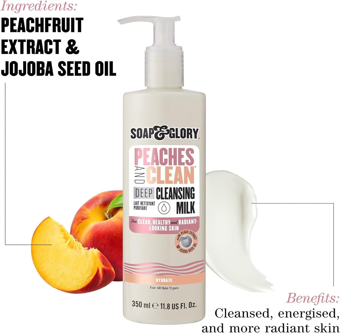Soap & Glory Peaches and Clean Deep Cleansing Milk & Clean On Me Hydrating Body Wash.