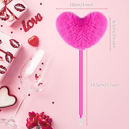 Anko Deep Rose Fur Heart Ballpoint Pen.
