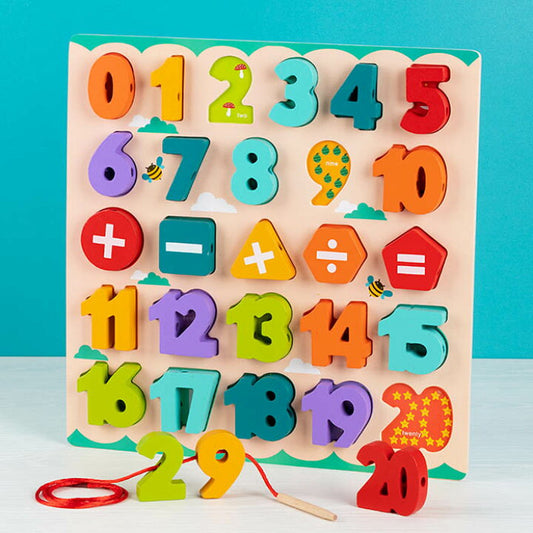 3-in-1 Wooden Numbers, Lacing activity and White board with marker(new)