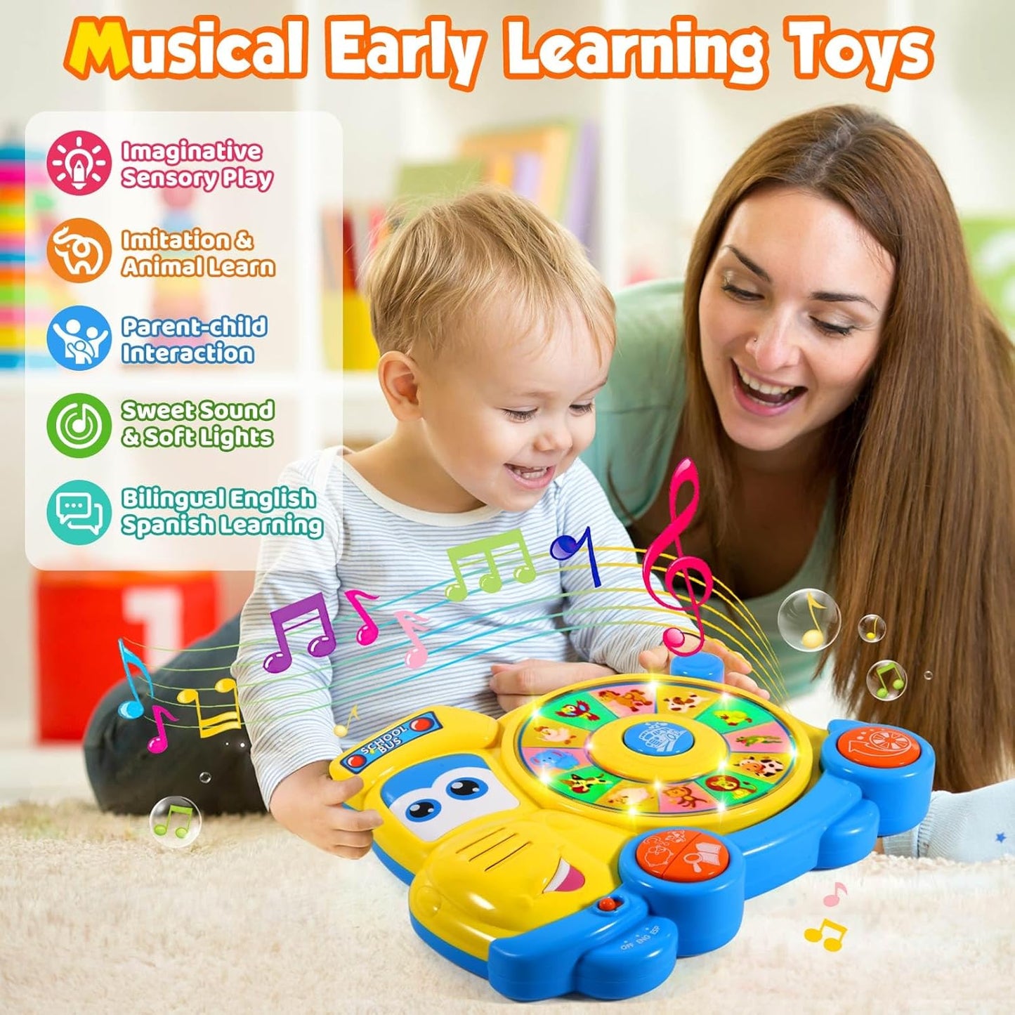 The Happy Kid Company Spin n Learn School Bus. SKU:BXL-049