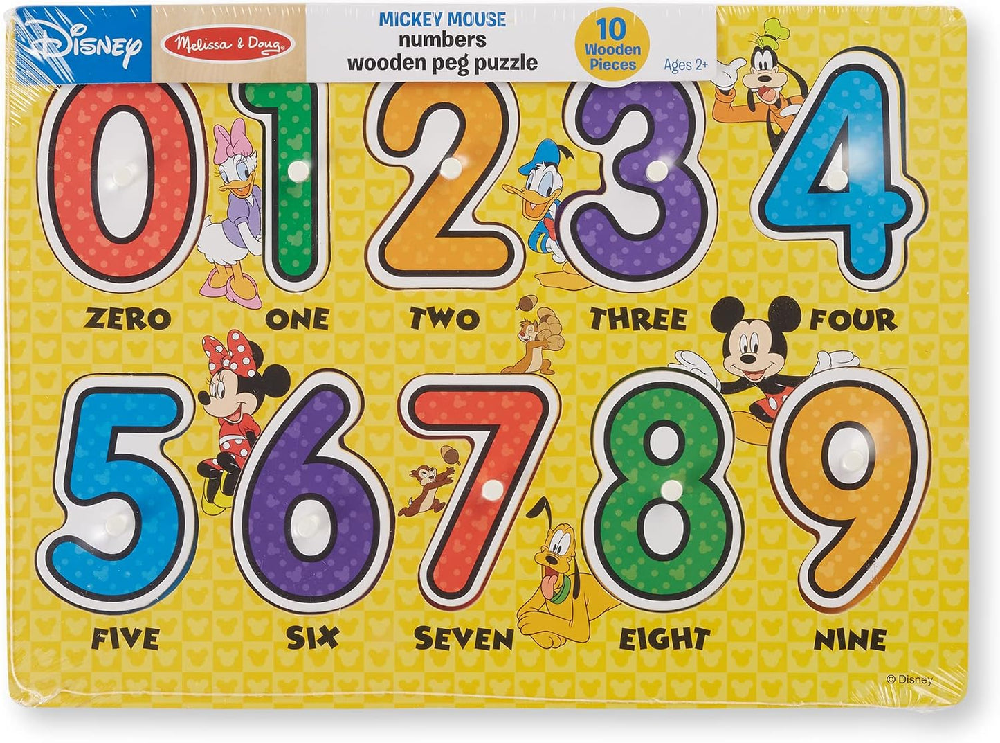 Melissa & Doug Disney Mickey Mouse Numbers Wooden Peg Puzzle.
