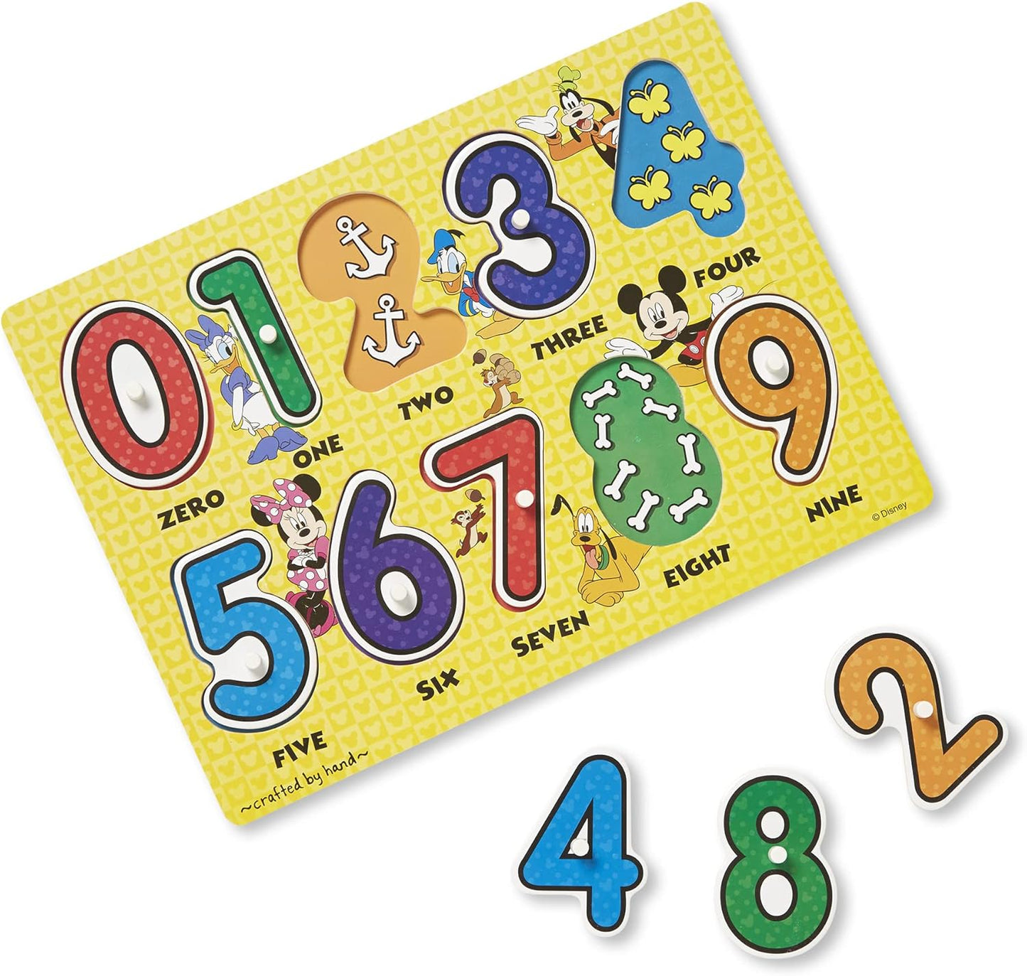 Melissa & Doug Disney Mickey Mouse Numbers Wooden Peg Puzzle.