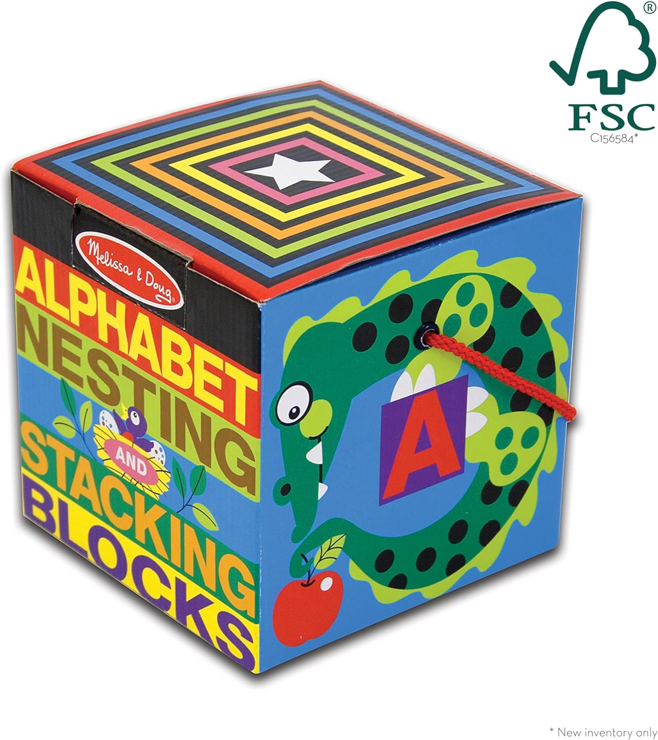 Melissa & Doug Deluxe Alphabet Nesting and Stacking Blocks. (Condition 9/10)