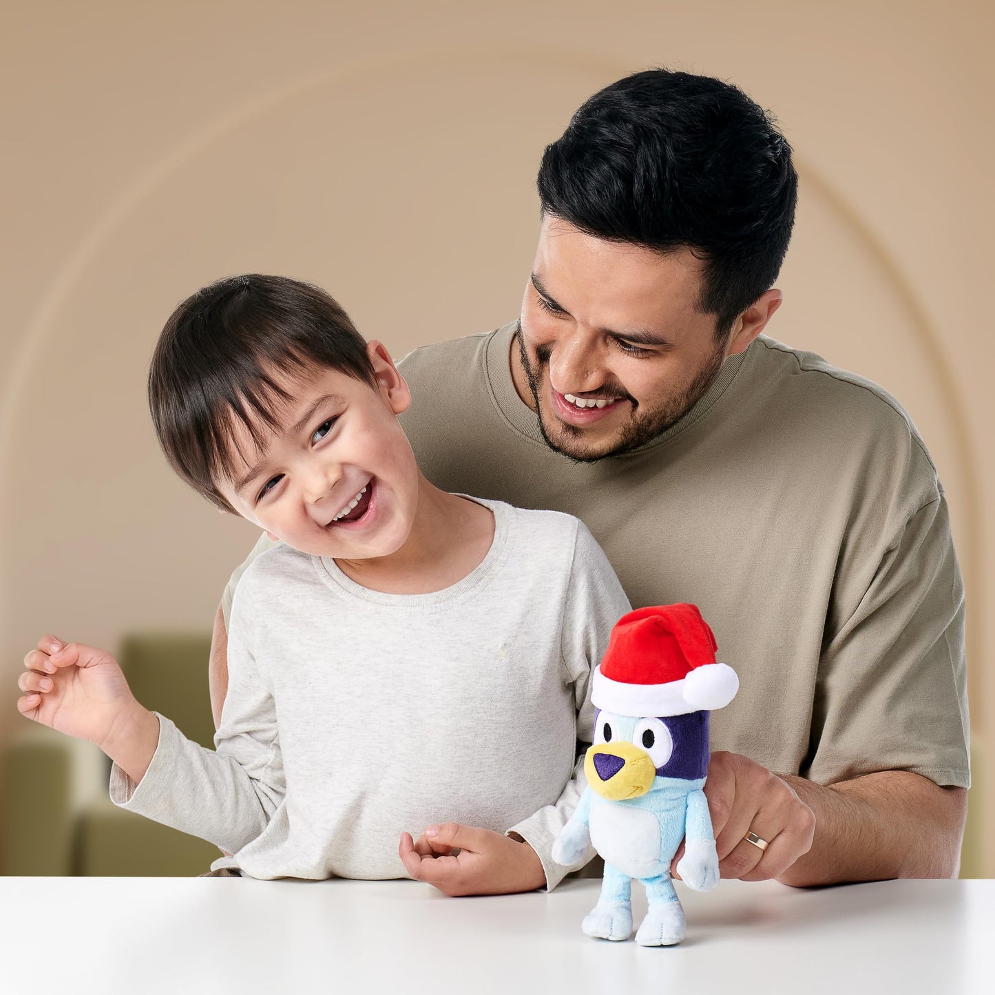 Holiday Greeter-Bluey in Santa Hat Plush.