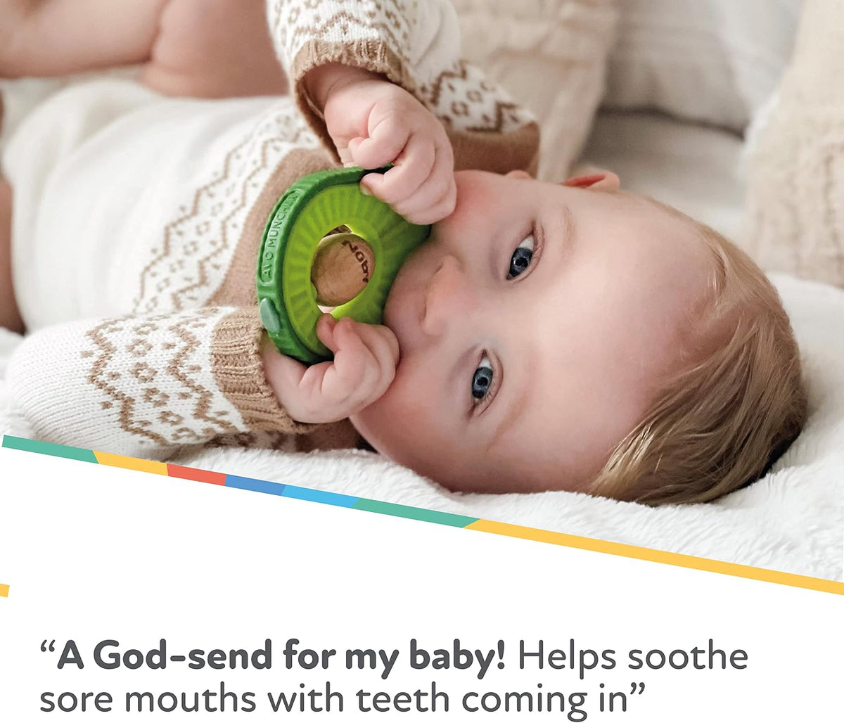 Nuby Avocado Muncher Wood and Silicone Teether.(Rs 100 advance)