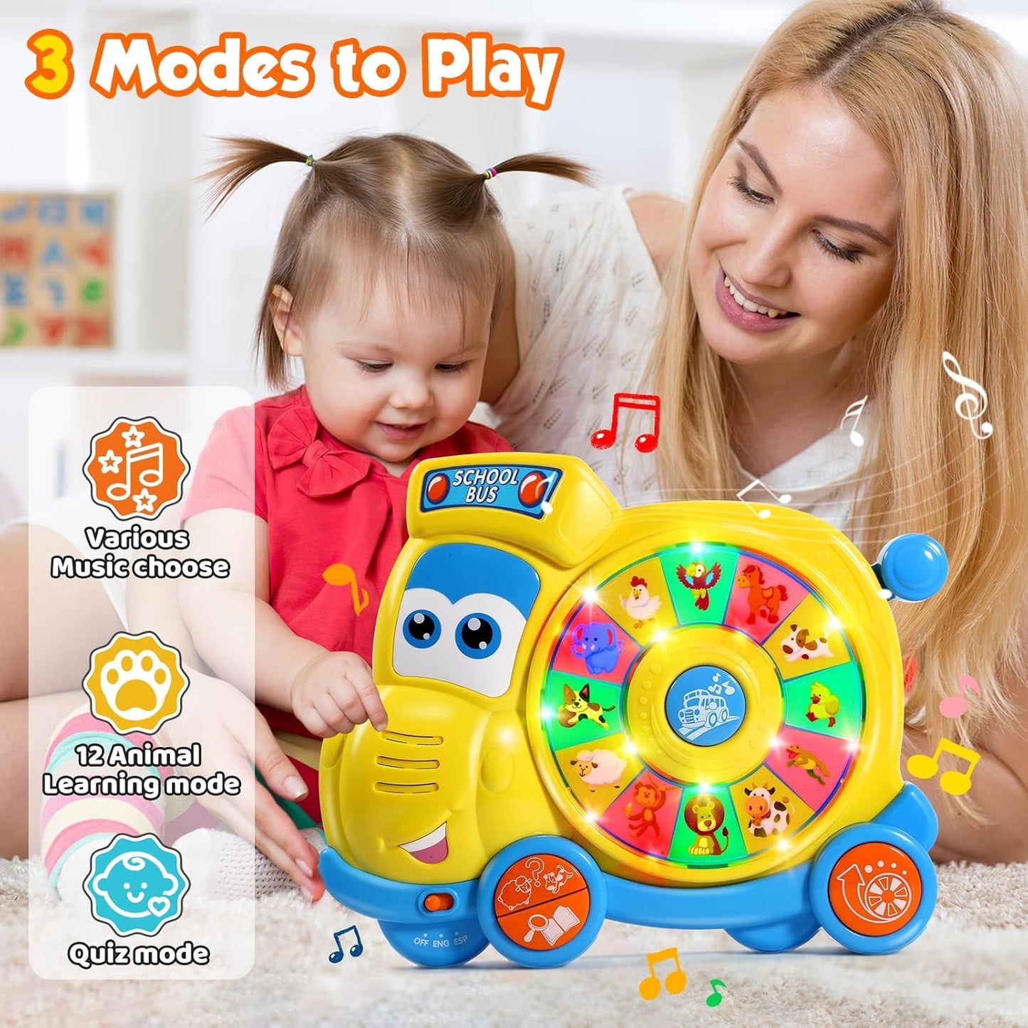 The Happy Kid Company Spin n Learn School Bus. SKU:BXL-049