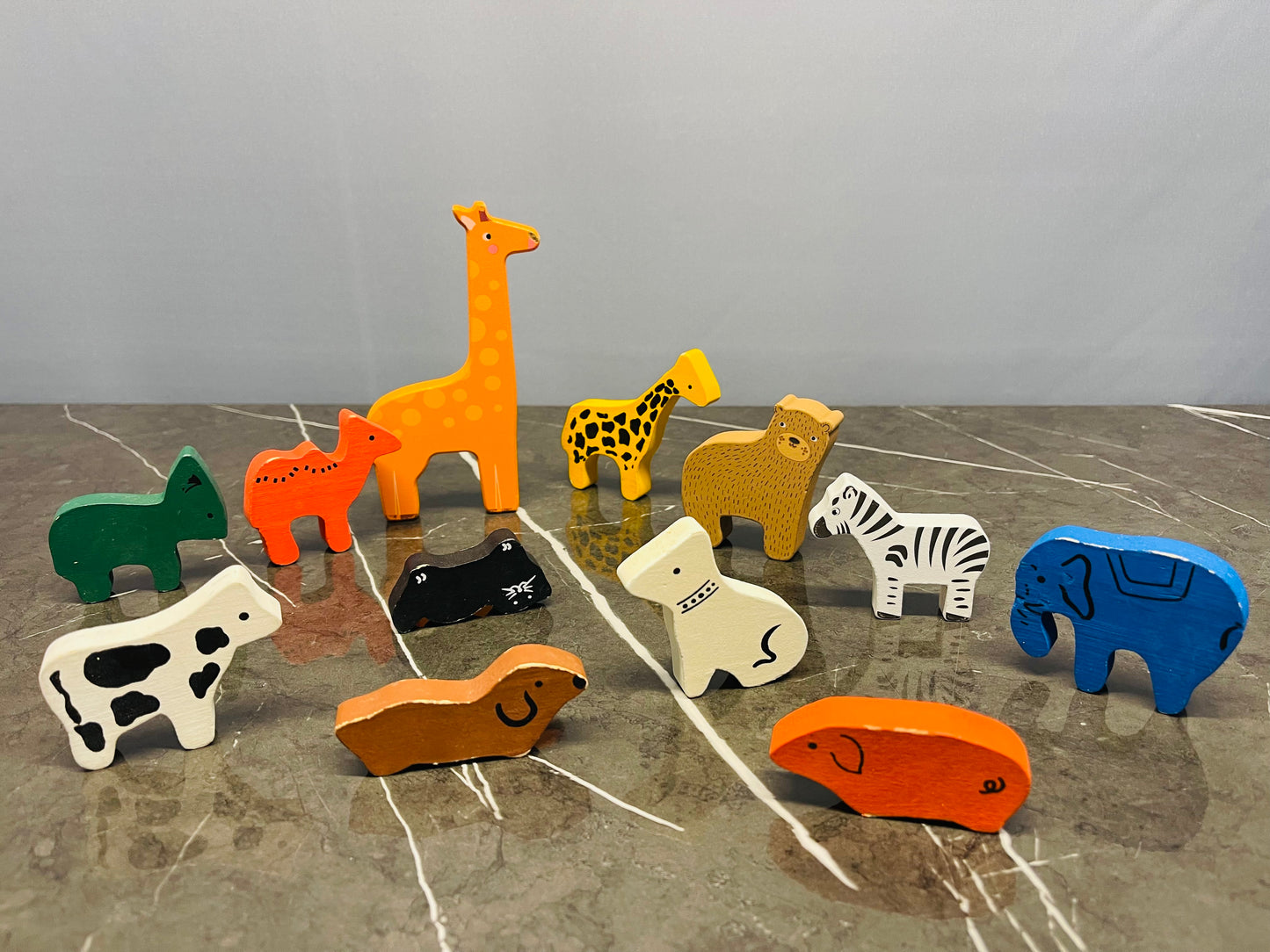 Assorted Wooden 12 Animal Figure Set