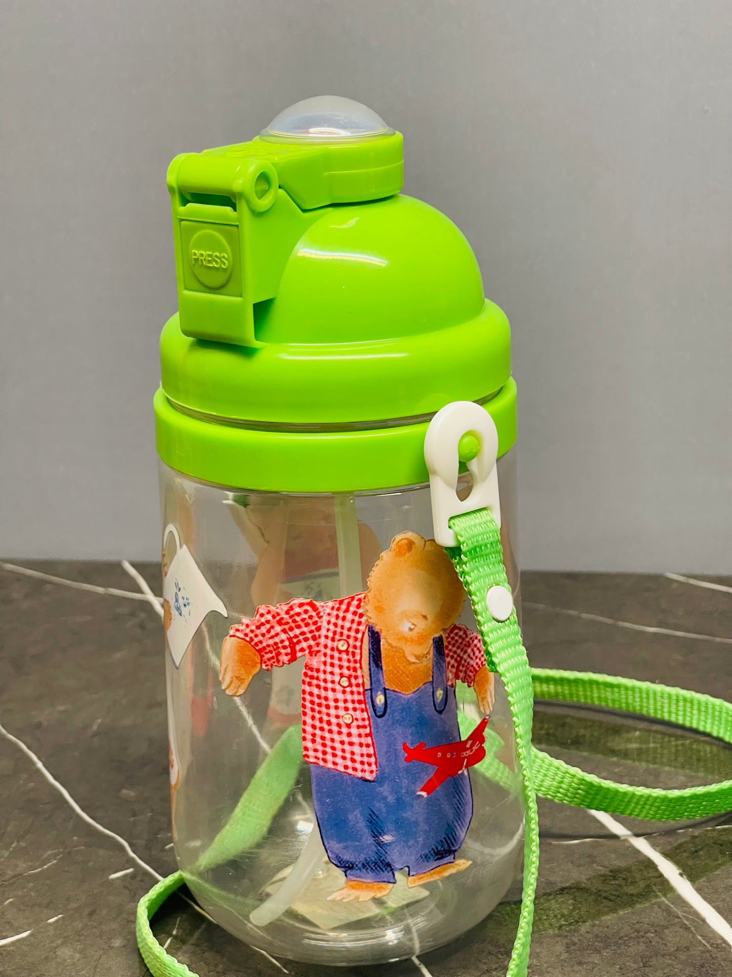 Kids' Character Water Bottle with Pop-Up Straw(NEW)