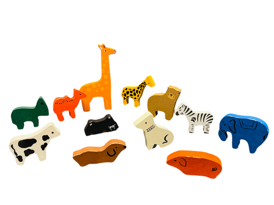 Assorted Wooden 12 Animal Figure Set