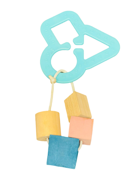 Wooden Bead Teether/Activity Toy with Loop Handle