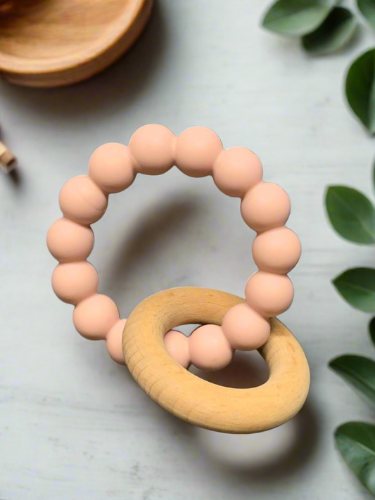 Wooden and Silicone Teether Ring. (052Aa)
