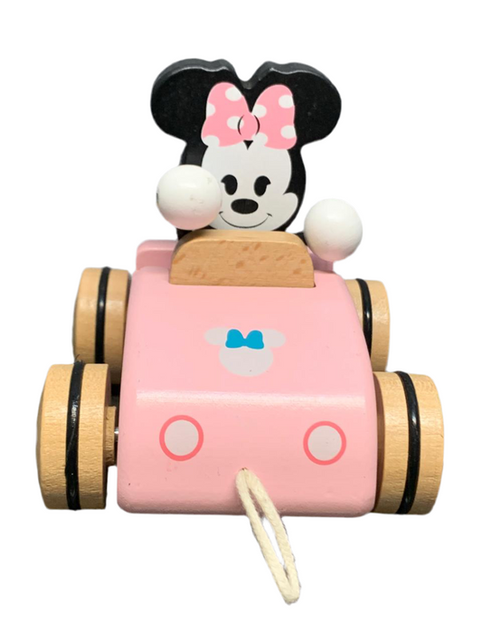 Minnie Mouse Wooden Pull-Along Race Car