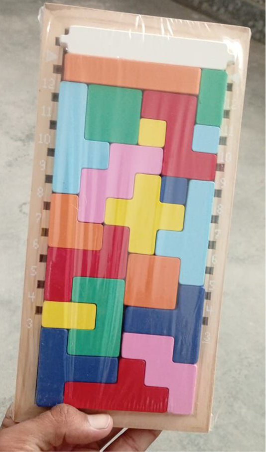 Wooden Tetris-Style Logic Puzzle