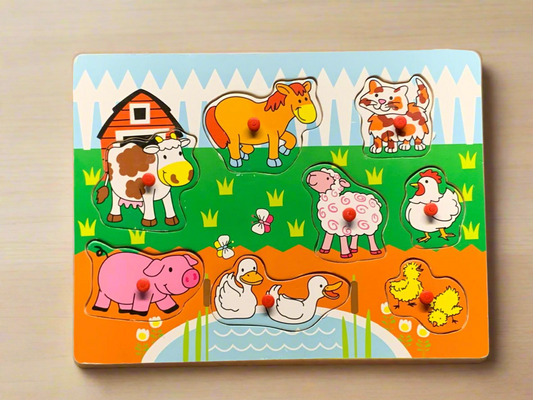 Wooden Farm Animal Knob Puzzle.