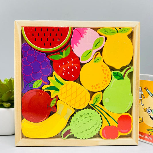 Babbles Wooden Shapes 3D Tray Puzzle (11 fruits)