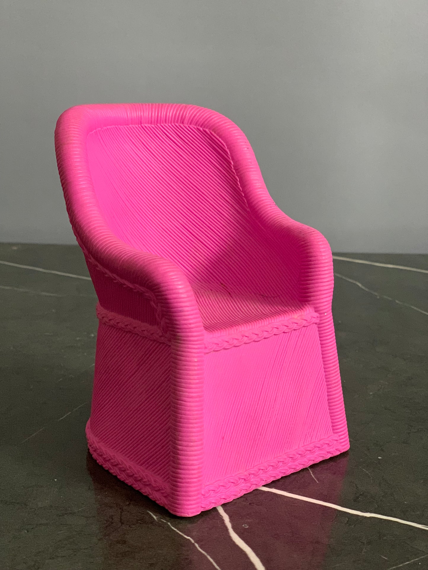 Barbie Doll House Wicker Rattan High Back Chair