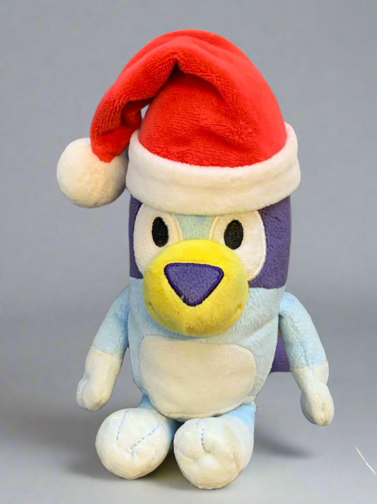 Holiday Greeter-Bluey in Santa Hat Plush.