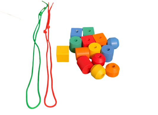 Wooden Lacing Beads Set