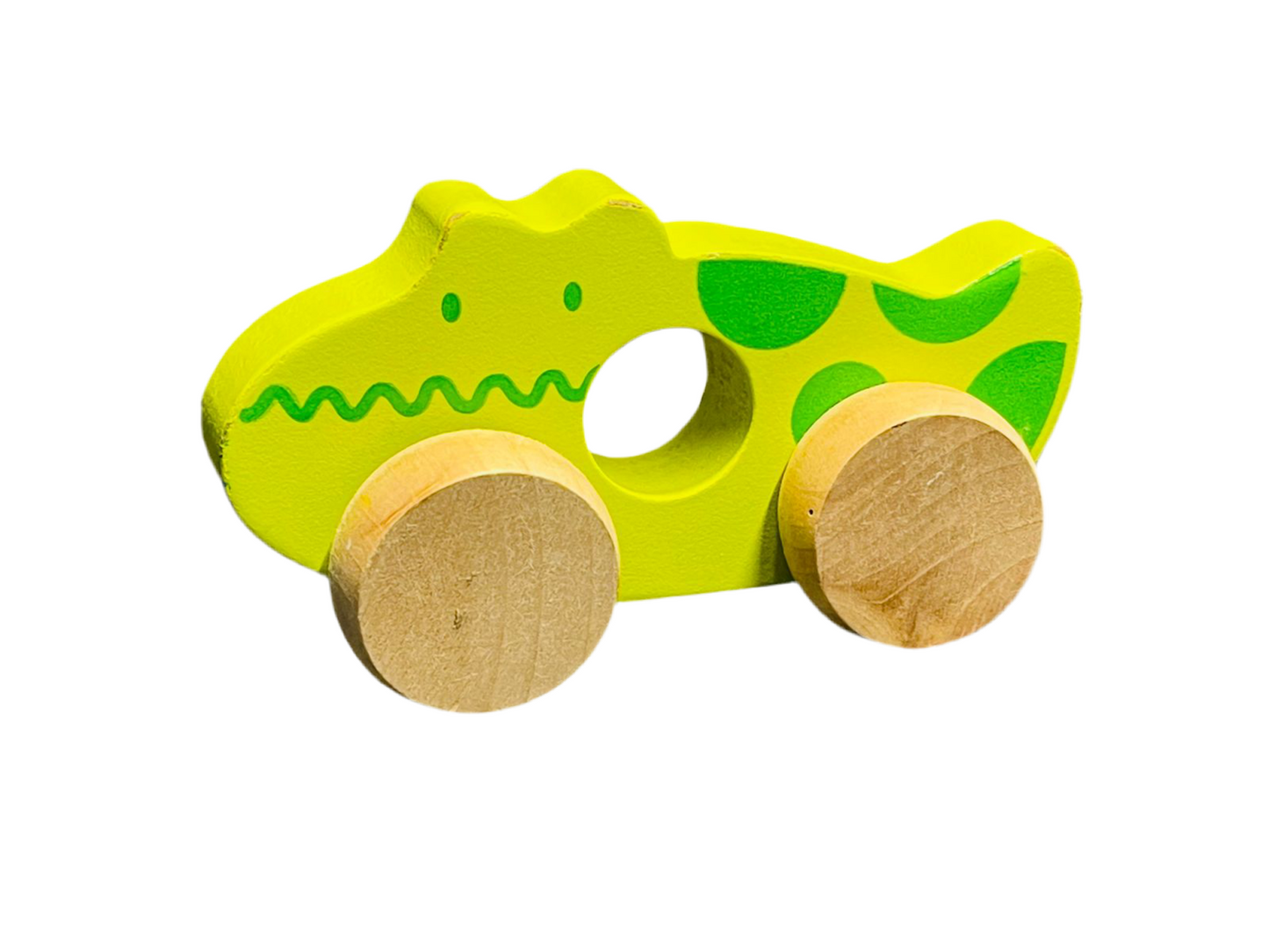 Wooden pull-along toy - crocodile.