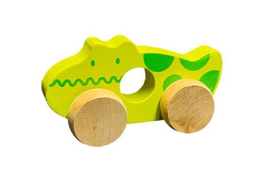 Wooden pull-along toy - crocodile.
