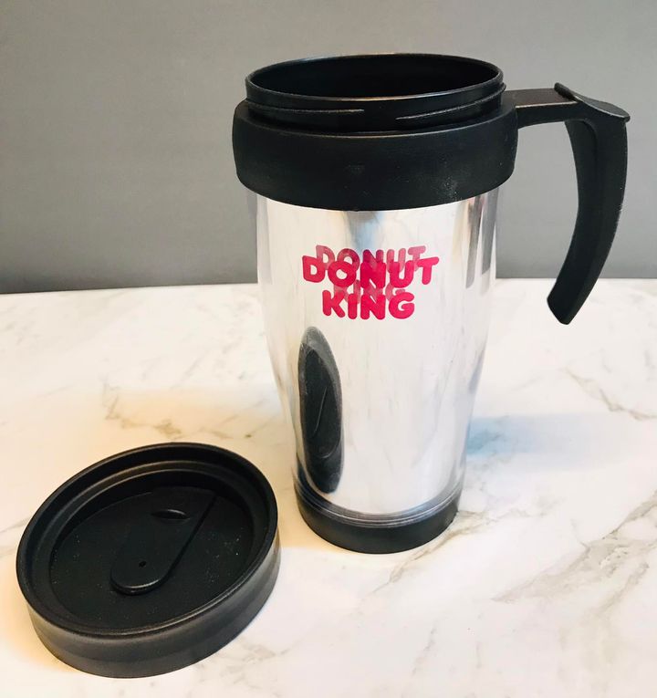 Donut king Stainless Steel Tumbler Mug 16 Oz w/Lid & Handle