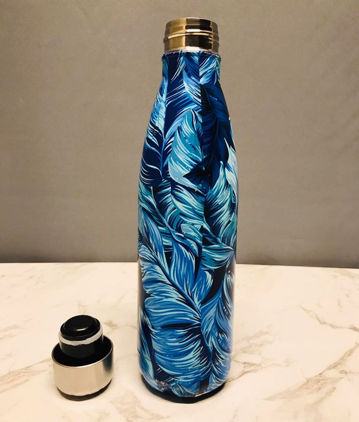 Proworks Blue Palm Tree 1L Insulated Water Bottle Stainless Steel