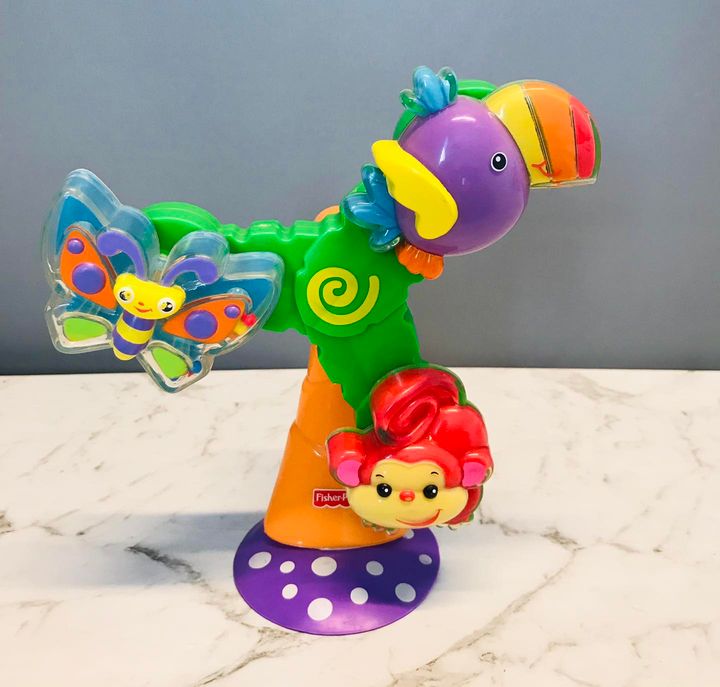 Fisher Price Twist N Spi Rainforest Monkey Butterfly Tree Suction Toy