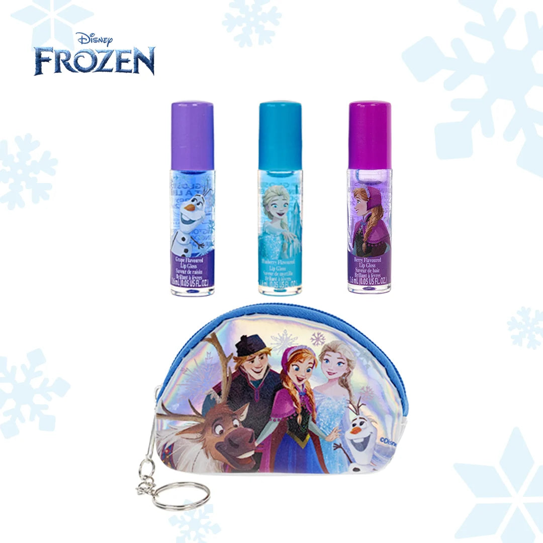 Disney Frozen Plant-Based 3-Piece Roll-On Lip Gloss & Micro Cosmetic Bag Set. (Rs 200 advance)