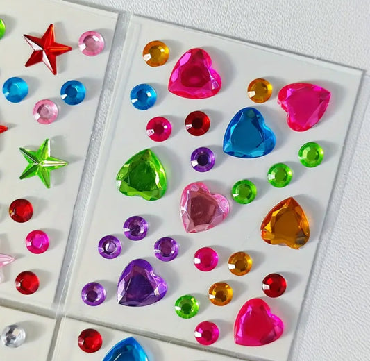 27 reusable mini stickers - diamond gem, love heart,, colorful flowers(NEW)