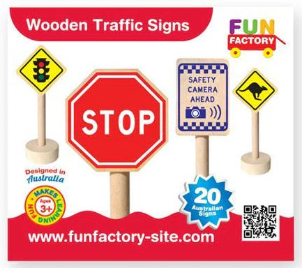 Fun Factory Wooden Traffic Signs. (14 pieces) SKU:BXL-059