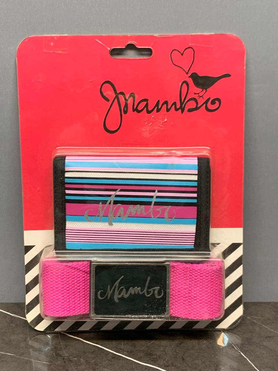 Mambo Girls' Striped Wallet &amp; Hot Pink Belt Set.