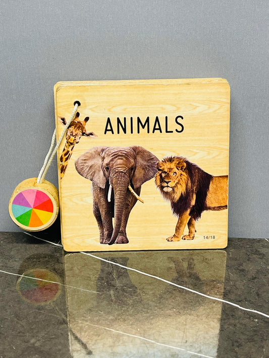 Wooden "Animals" Discovery Book with Color Wheel Toy