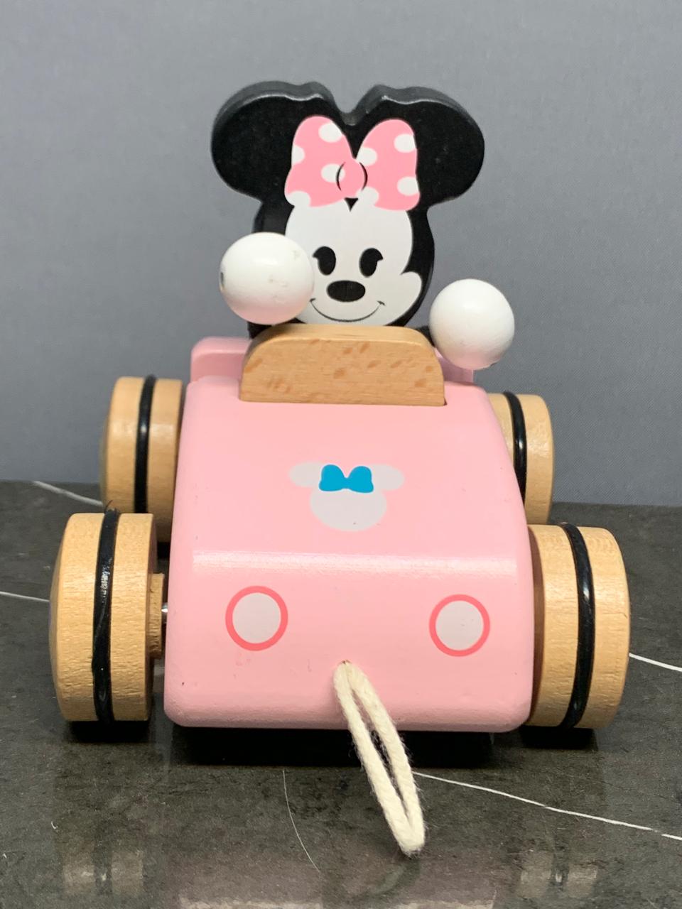 Minnie Mouse Wooden Pull-Along Race Car