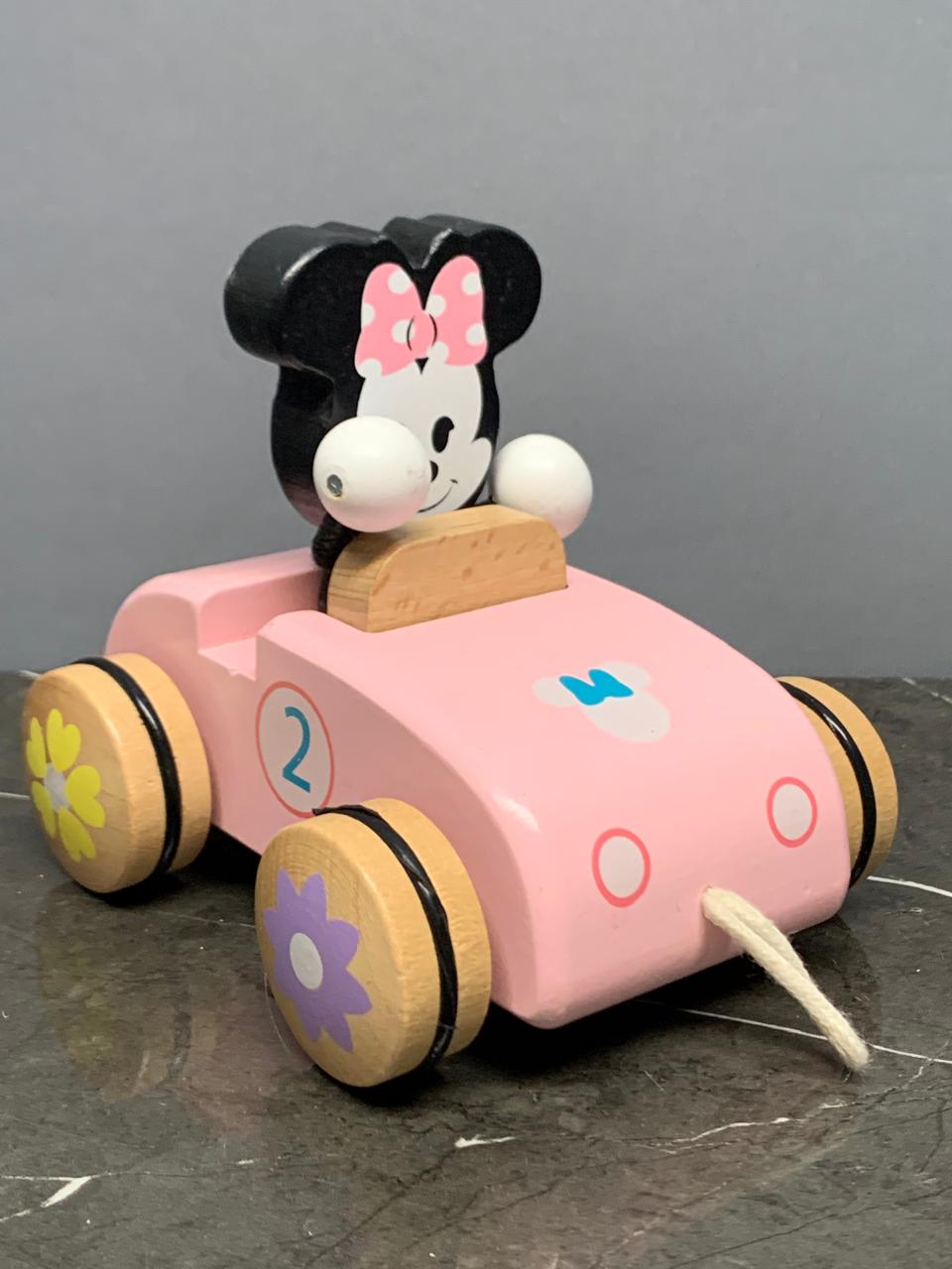 Minnie Mouse Wooden Pull-Along Race Car
