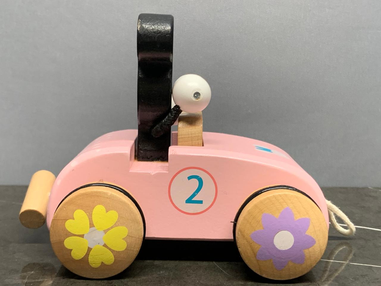 Minnie Mouse Wooden Pull-Along Race Car