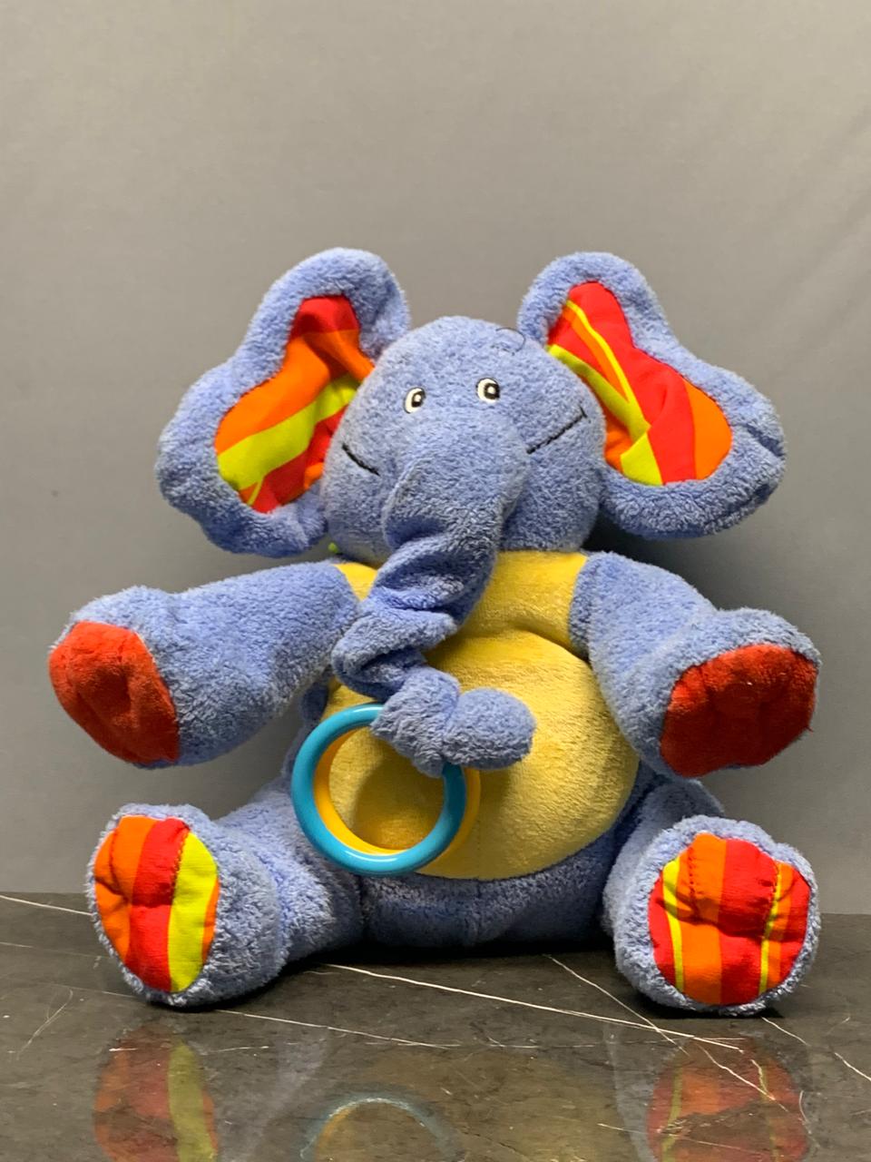 Blue Elephant Stuffed Animal with Teething Rings